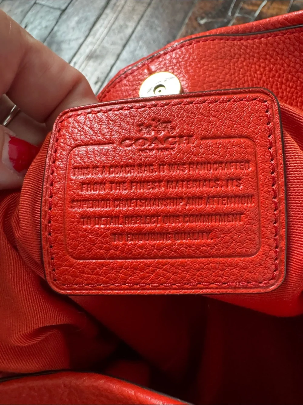 Coach Red Pebbled Leather Shoulder Hobo with Gold Hardware